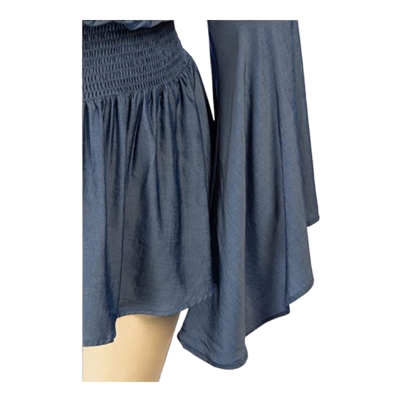 HANNA Nikole Women's Plus Size Blouse Off Shoulder Trumpet Sleeve Peasant - Picture 2 of 5